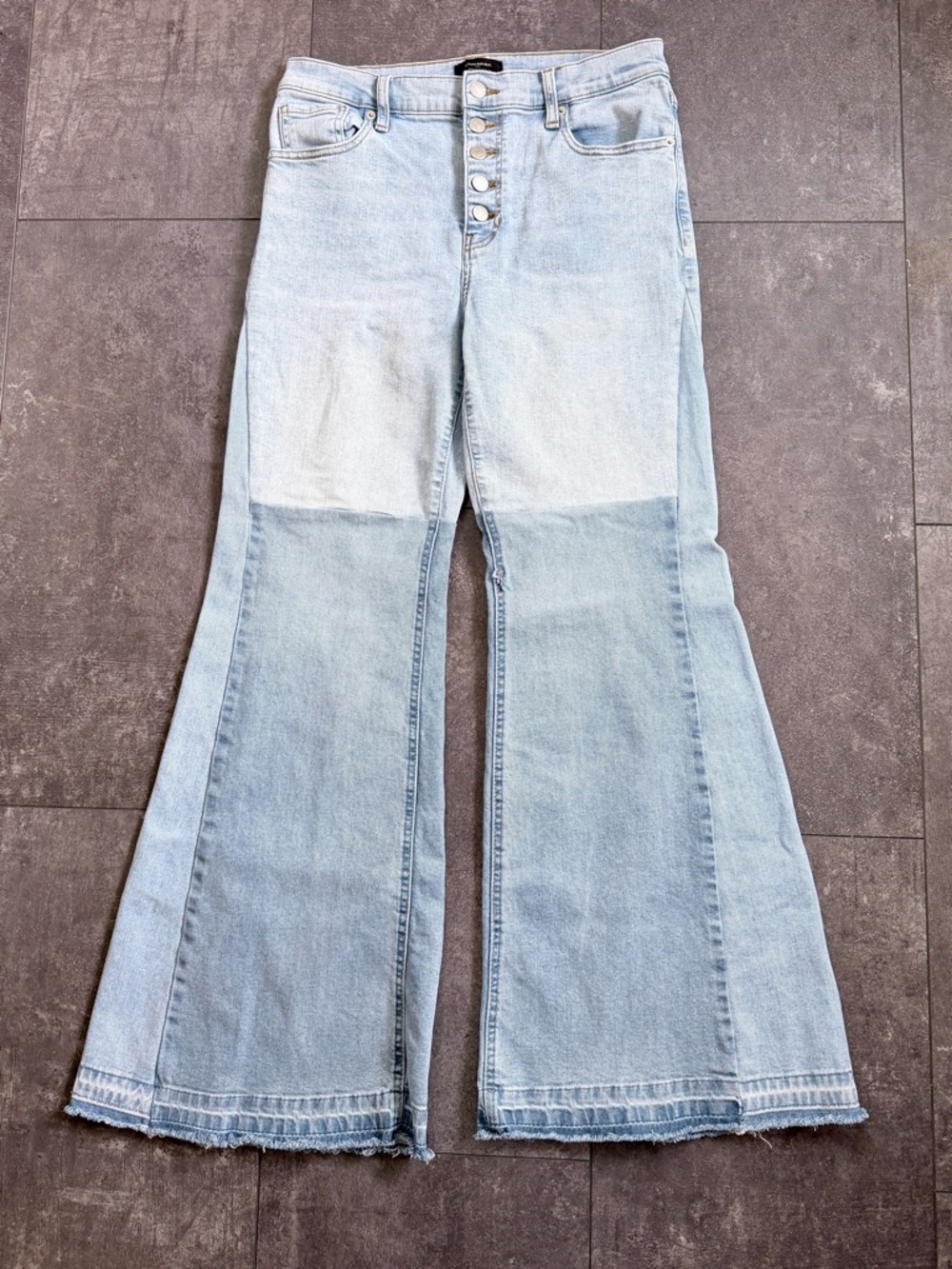 Vintage Upcycled Banana Republic Denim Jeans Wide Flare Leg Patchwork sz 29